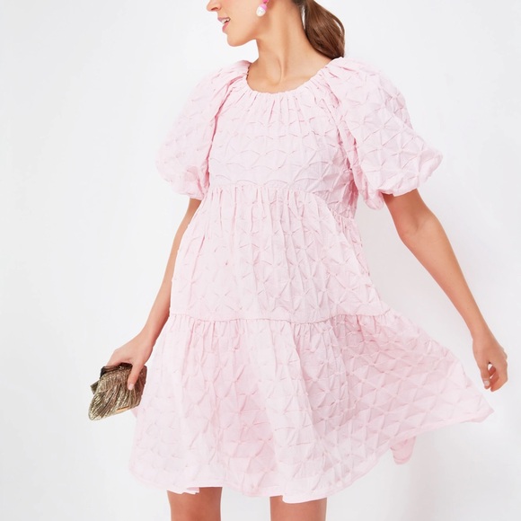 Tuckernuck Hyacinth House Pink Diamond Textured Isabella Mini Dress NWT size M - Picture 2 of 6